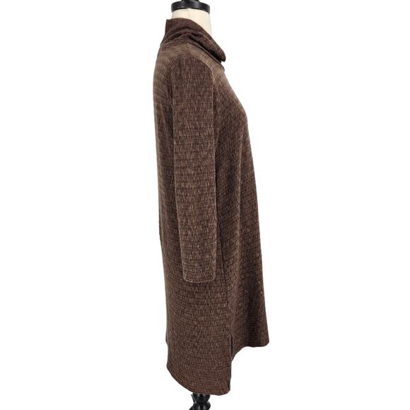 Puella Ribbed Knit Tunic Mock Turtleneck Sweater Brown Womens Size Large - Picture 6 of 8